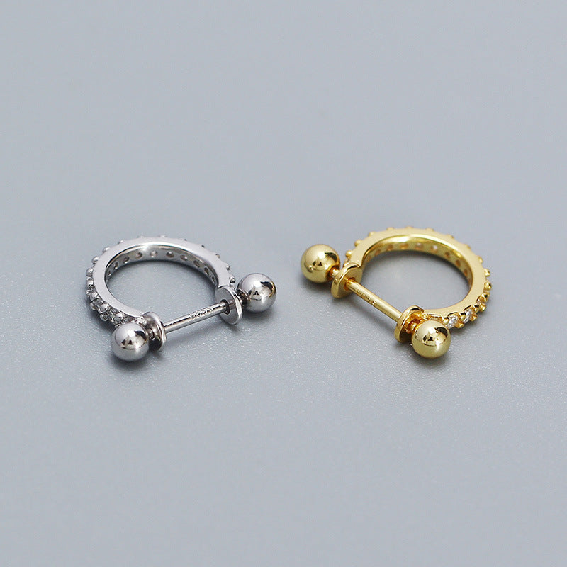 Modern CZ Circle 925 Sterling Silver Hoop Earring (Single)