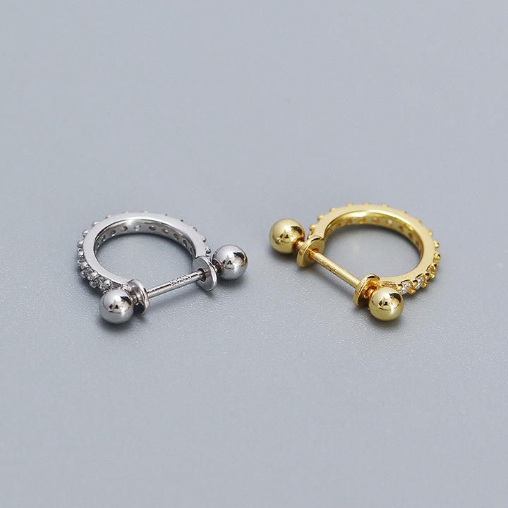 Modern CZ Circle 925 Sterling Silver Hoop Earring (Single)