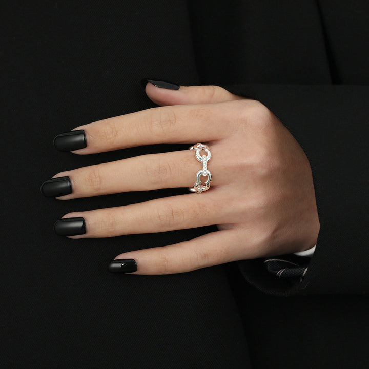 Office Hollow CZ 8 Shape 925 Sterling Silver Ring