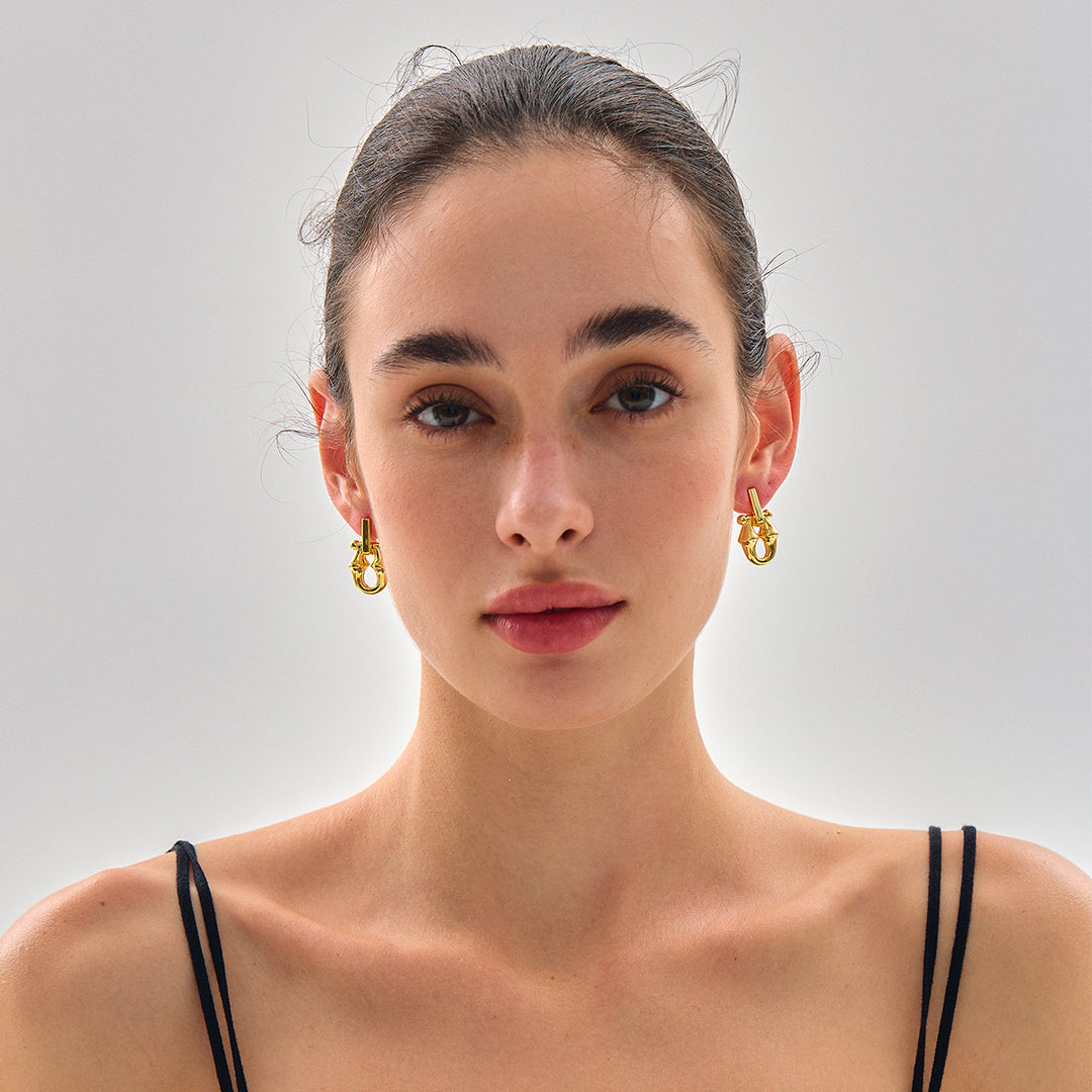 Stylish 999 Pure Silver Masculine Exclusive Geometry Electroforming Hollow Chunky Large Stud Earrings