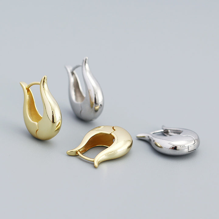 Fashion Letter U Shape 925 Sterling Silver Hoop Earrings