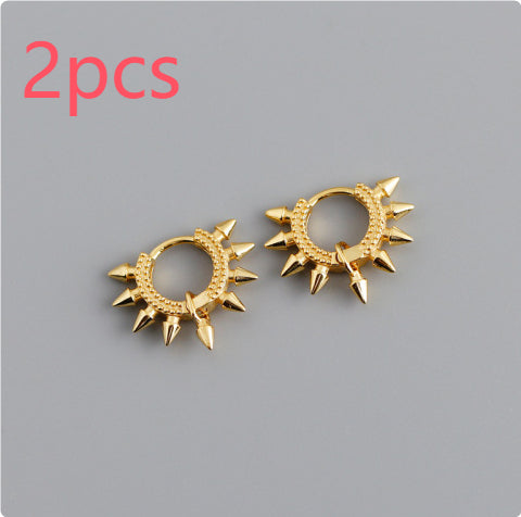 Punk pointed personality s925 sterling silver earrings