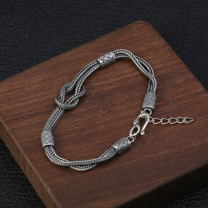 925 Sterling Silver Infinity Knot Bracelet - Hand-Woven Thai Silver Bracelet.