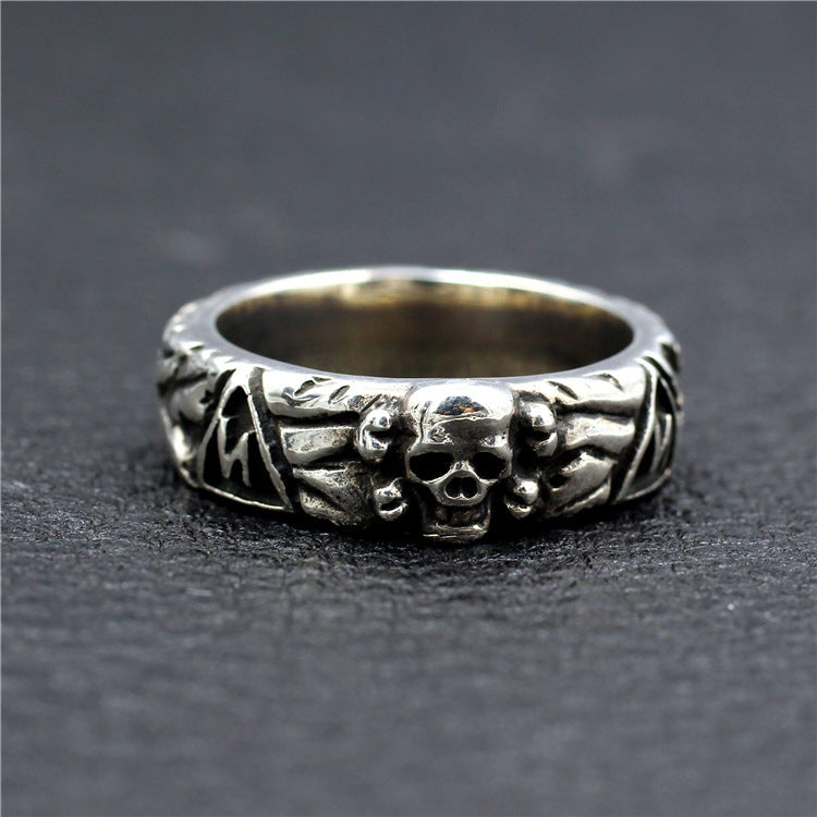 Mens Fashion Simple Sterling Silver Skull Ring.
