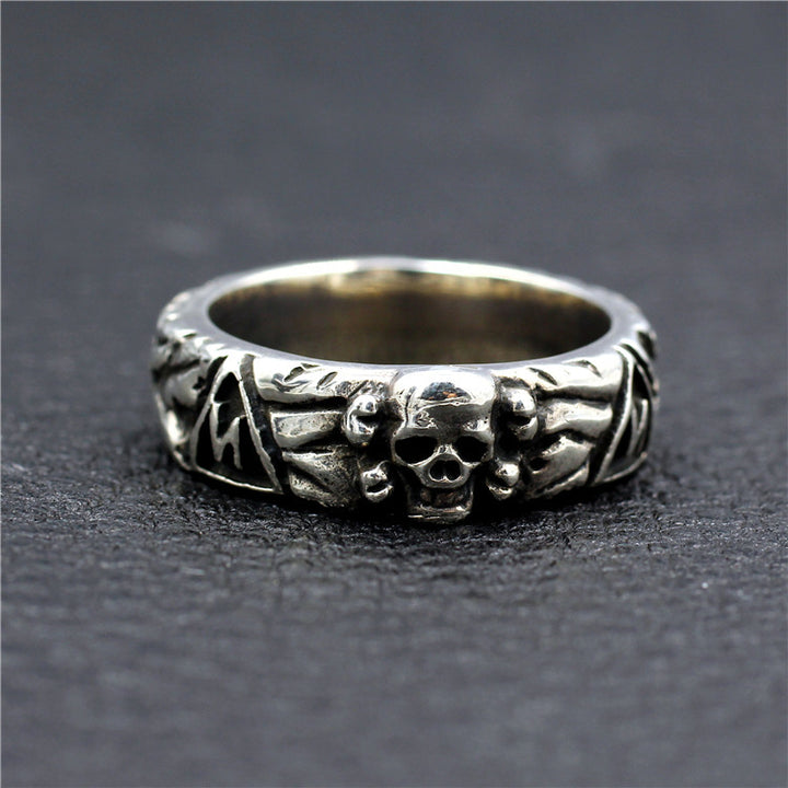 Mens Fashion Simple Sterling Silver Skull Ring.
