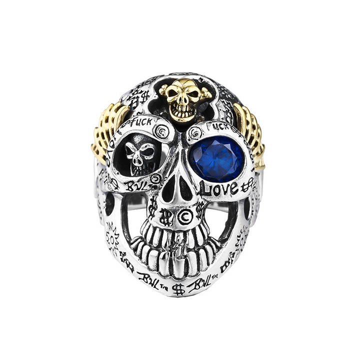 Mens Fashion Simple Dominant Skull Shape Sterling Silver Ring.