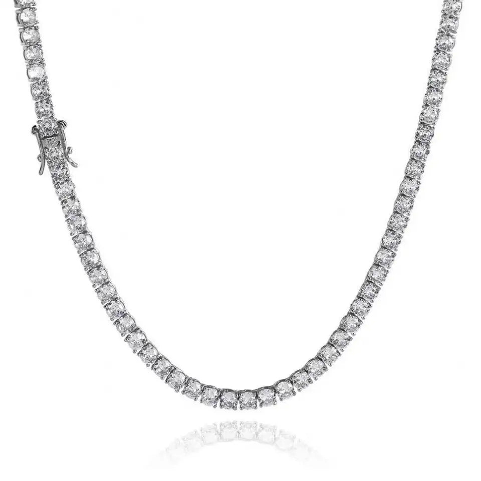 Tennis Chain 925 Silver CZ Stones 3mm 4mm 5mm Hip Hop Unisex