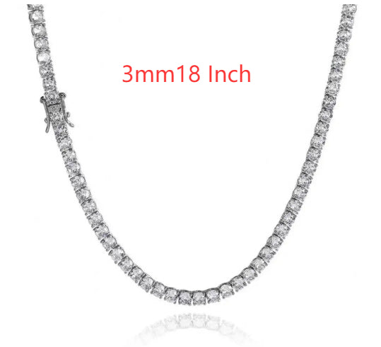 Tennis Chain 925 Silver CZ Stones 3mm 4mm 5mm Hip Hop Unisex