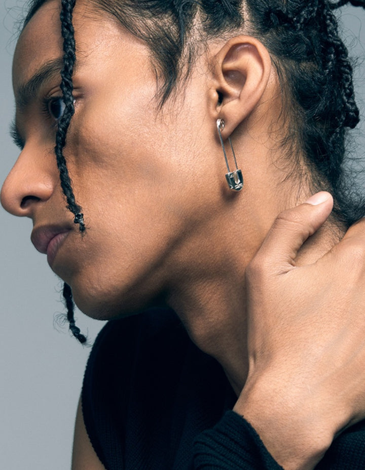 925 Sterling Silver Safety Pin Earrings | Punk Hip Hop