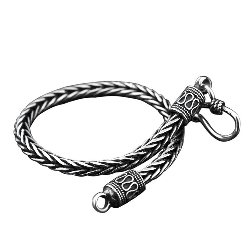 925 Sterling Silver Viking Bracelet - Braided Keel Chain Bracelet for Men.