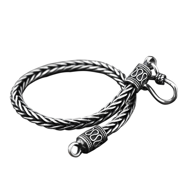925 Sterling Silver Viking Bracelet - Braided Keel Chain Bracelet for Men.