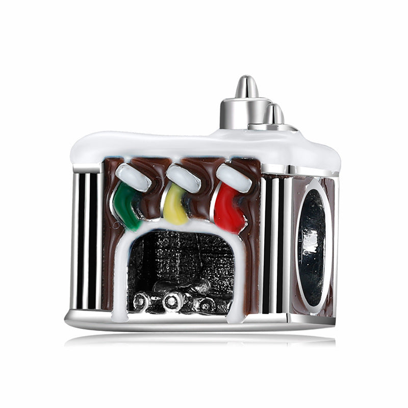 S925 Sterling Silver Drip Glue Beads Christmas String Bracelet Diy Accessories Beads