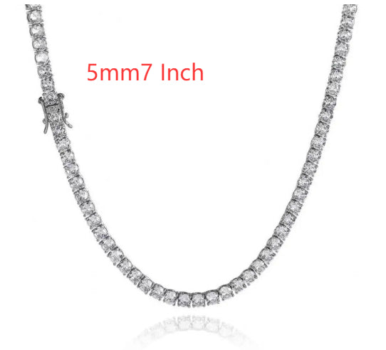 Tennis Chain 925 Silver CZ Stones 3mm 4mm 5mm Hip Hop Unisex