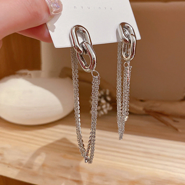 925 Sterling Silver Chain Drop Earrings - Long Threader Dangle Earrings.