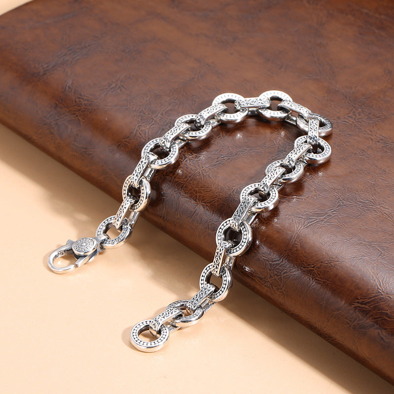 Sterling Silver Chain Bracelet with Ring Buckle | Antique