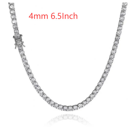 Tennis Chain 925 Silver CZ Stones 3mm 4mm 5mm Hip Hop Unisex