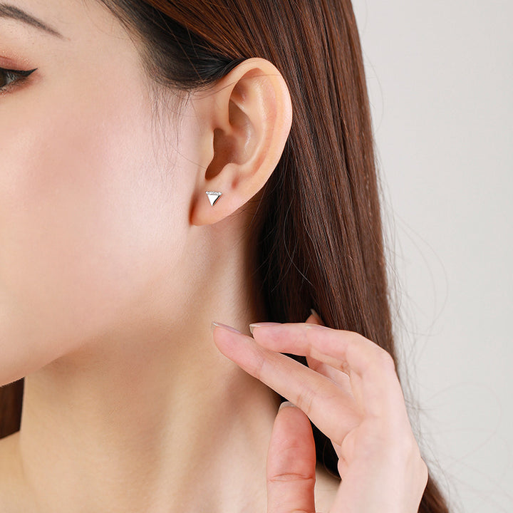 S925 Sterling Silver Micro Diamond Triangle Earrings