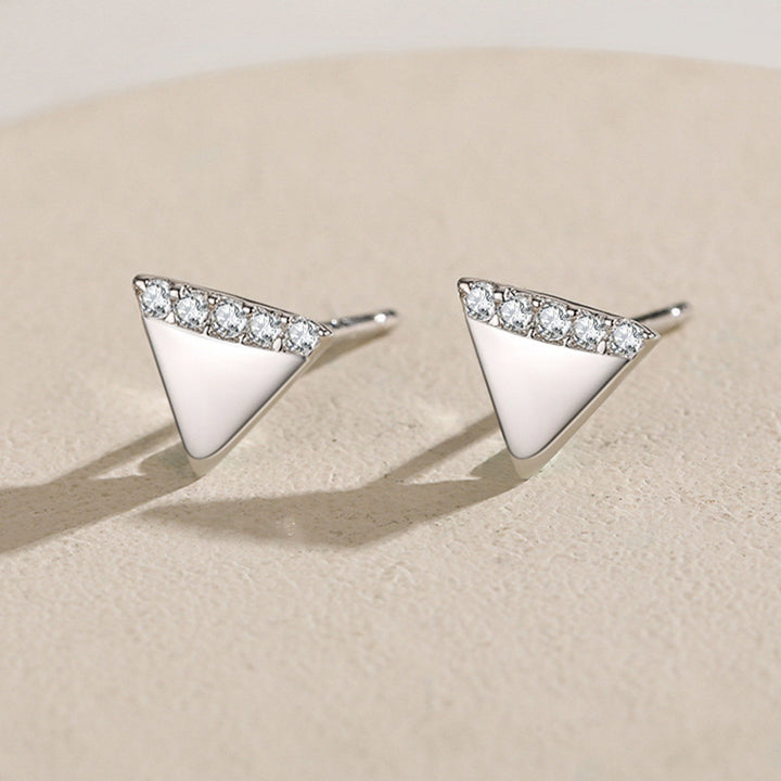 S925 Sterling Silver Micro Diamond Triangle Earrings
