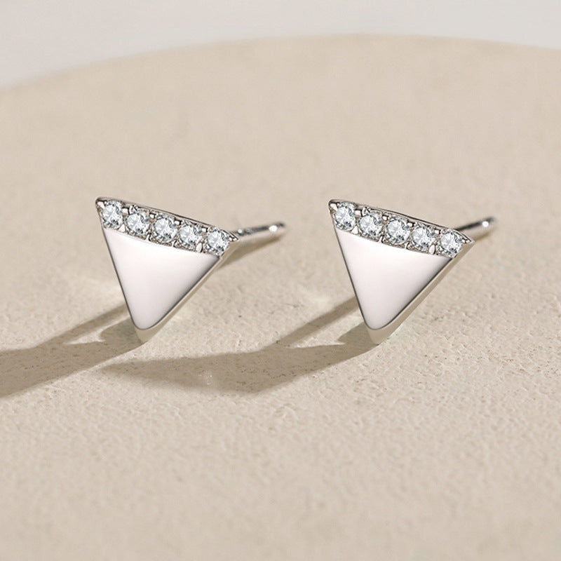 S925 Sterling Silver Micro Diamond Triangle Earrings