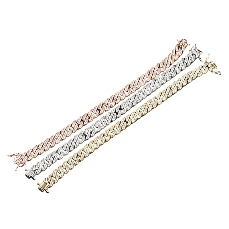 Hip Hop S925 Silver Diamond Cuban Zircon Bracelet