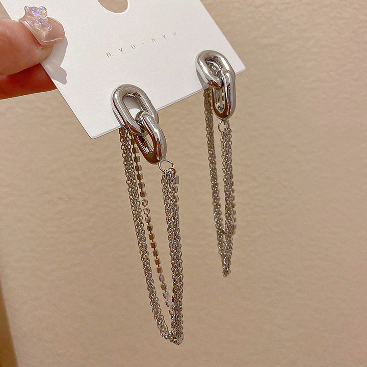 925 Sterling Silver Chain Drop Earrings - Long Threader Dangle Earrings.