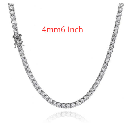 Tennis Chain 925 Silver CZ Stones 3mm 4mm 5mm Hip Hop Unisex